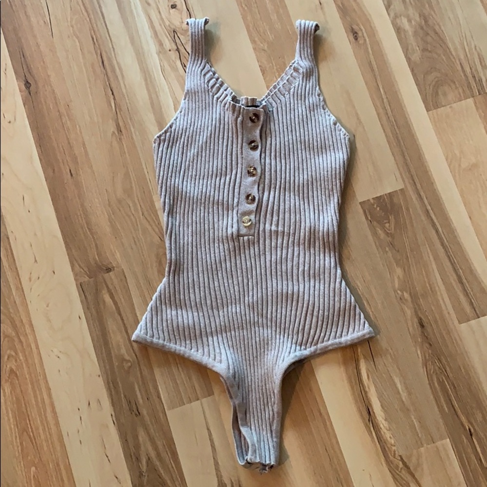 Ribbed button up bodysuit
